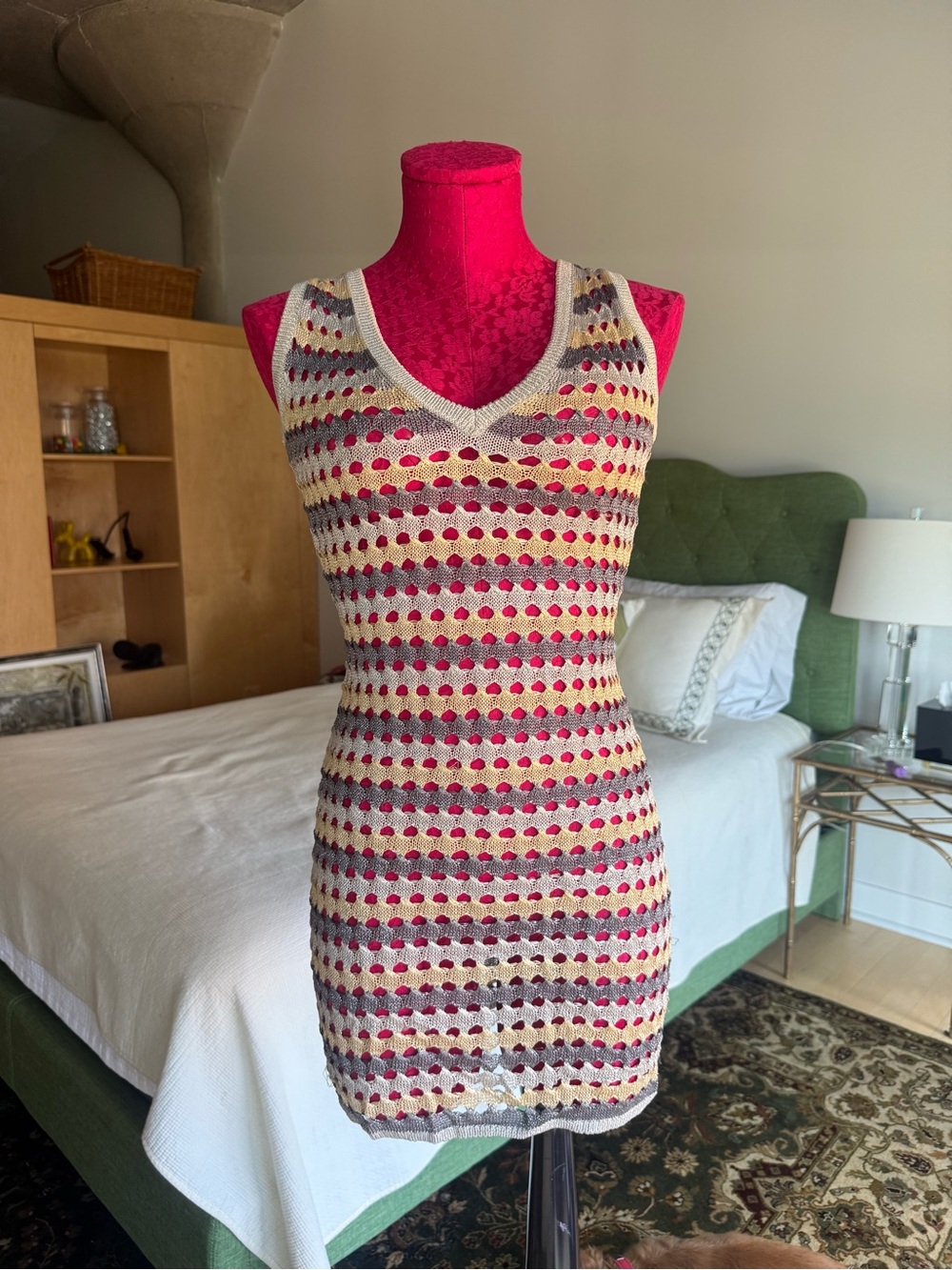 Solid & Stripes Crochet Knit Coverup Dress
